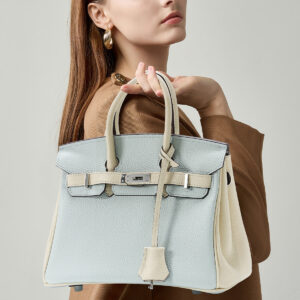 Sac à main Kelly Platinum en cuir véritable 00BKn