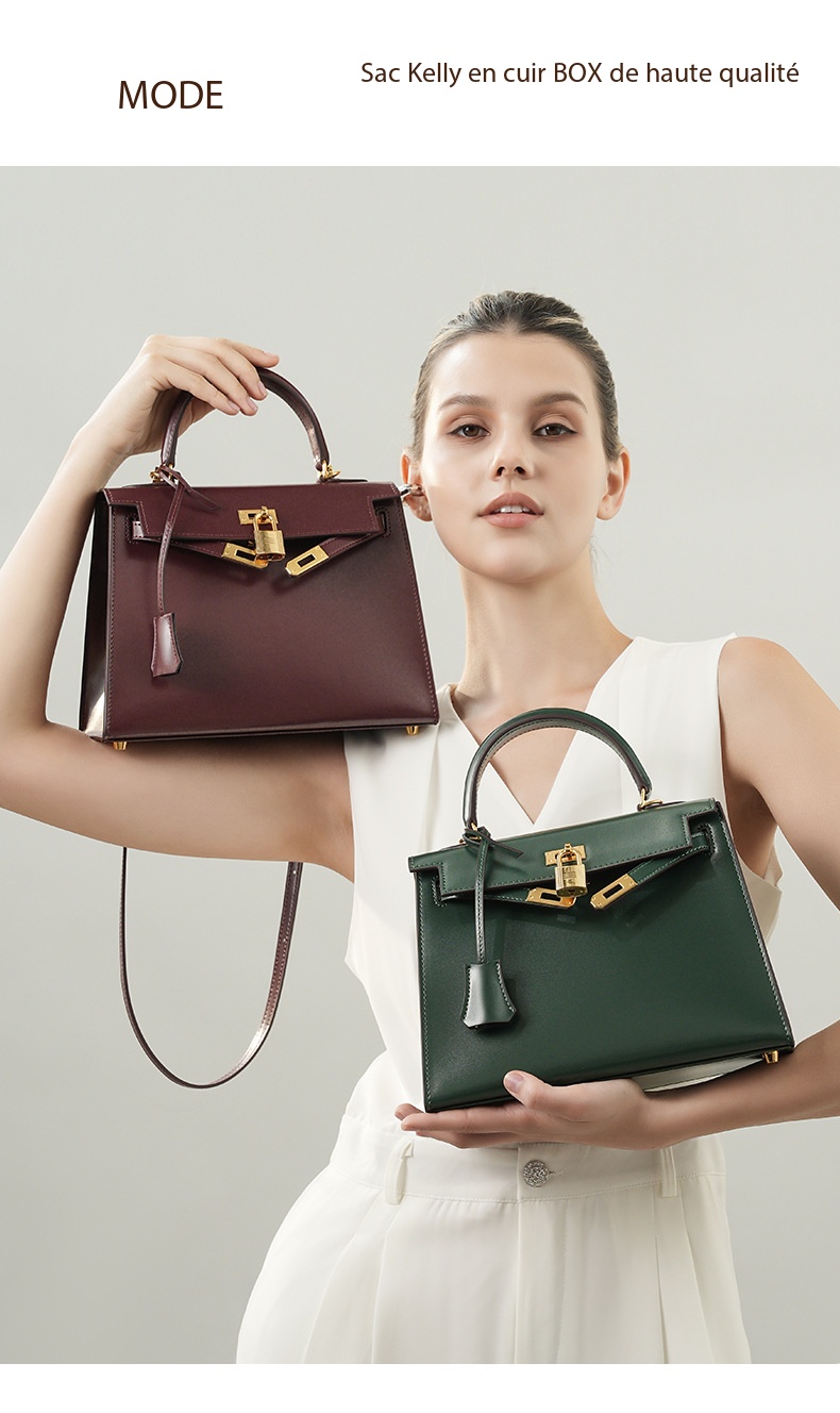Sac à main Kelly haute couture cuir, haut de gamme KL Demo 001