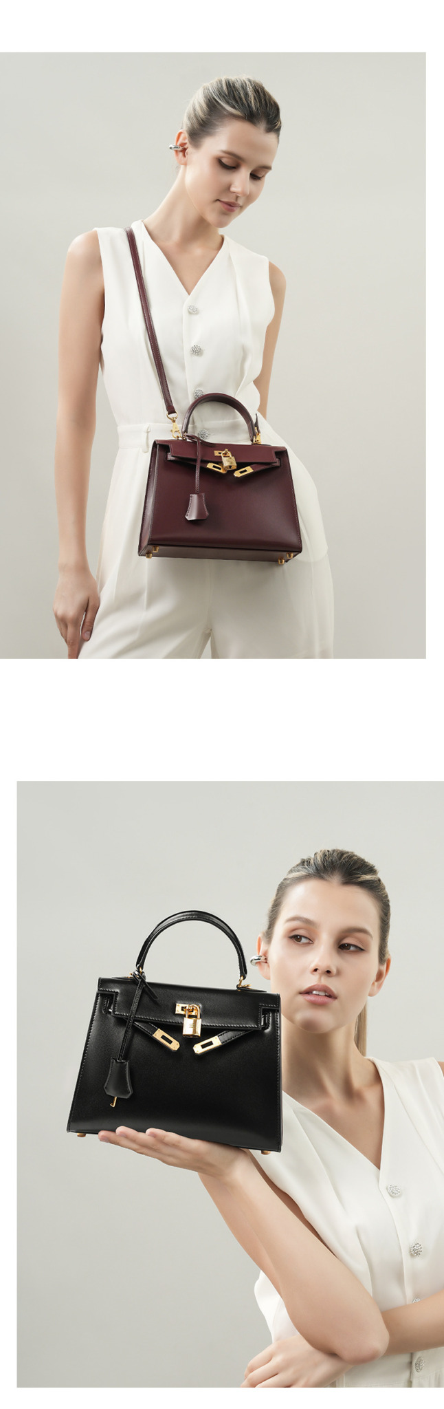 Sac à main Kelly haute couture cuir, haut de gamme KL Demo 0016