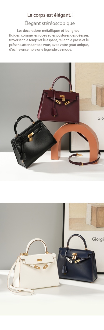 Sac à main Kelly haute couture cuir, haut de gamme KL Demo 0017