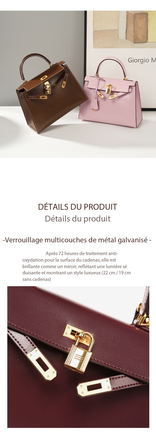 Sac à main Kelly haute couture cuir, haut de gamme KL Demo 0018