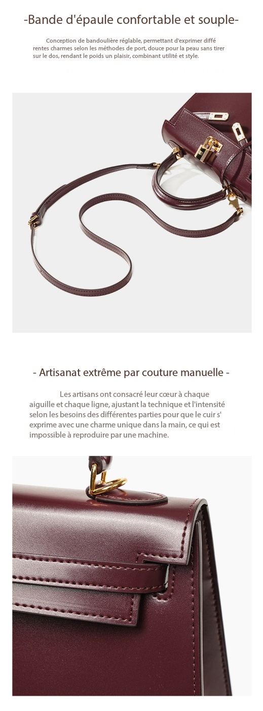 Sac à main Kelly haute couture cuir, haut de gamme KL Demo 0019