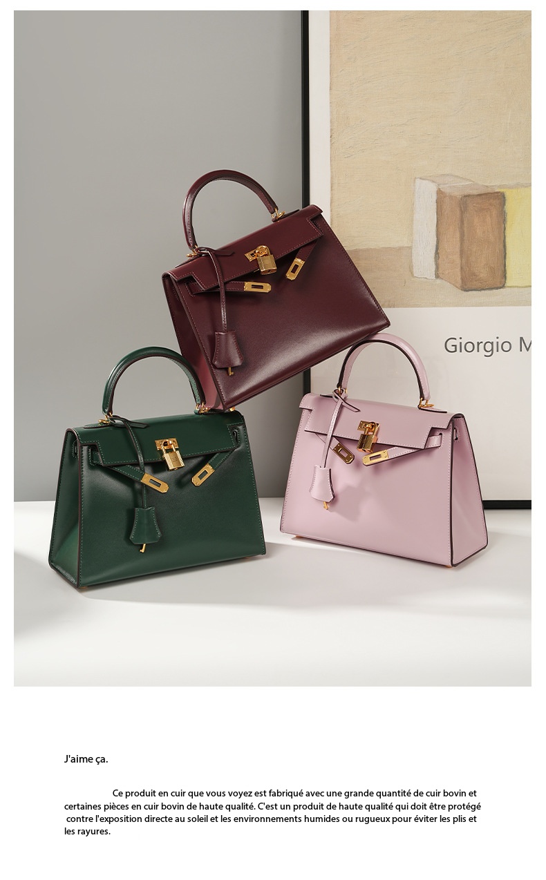 Sac à main Kelly haute couture cuir, haut de gamme KL Demo 002