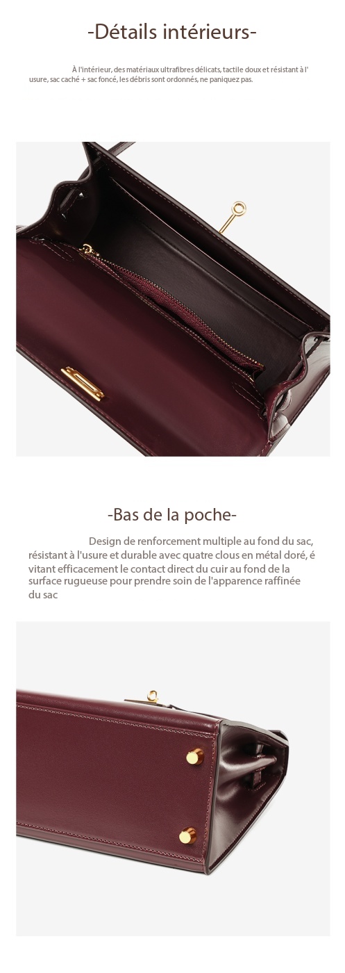 Sac à main Kelly haute couture cuir, haut de gamme KL Demo 0020