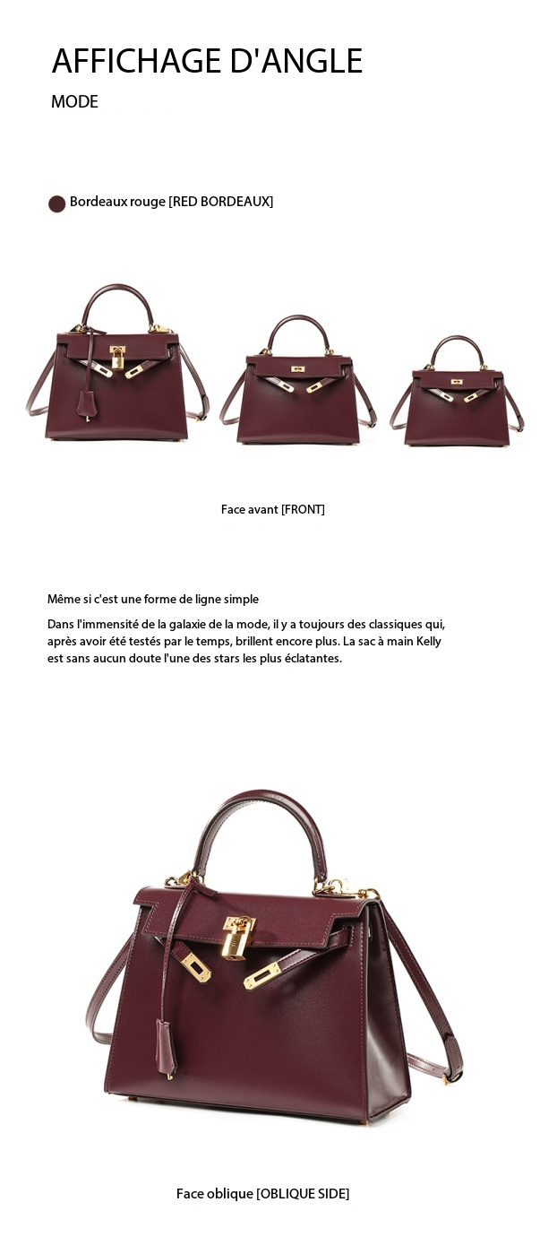 Sac à main Kelly haute couture cuir, haut de gamme KL Demo 0021