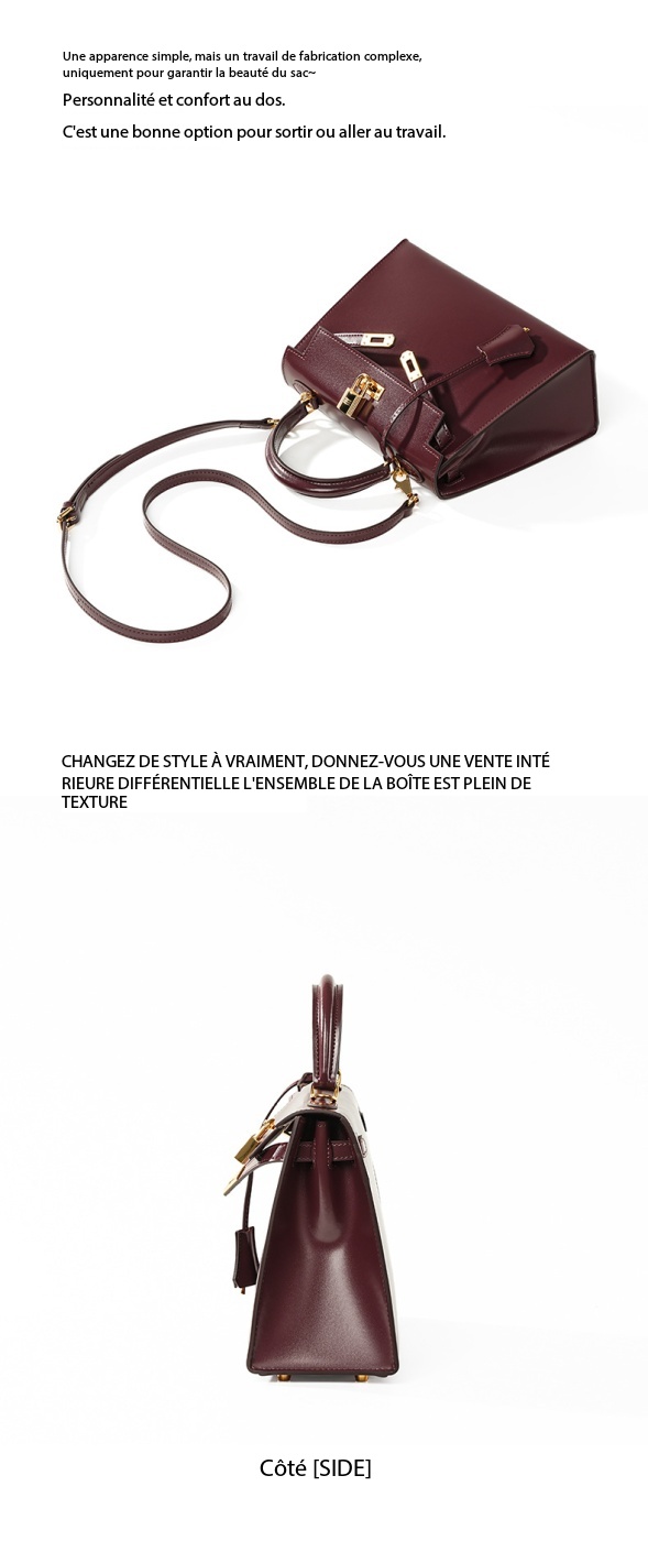Sac à main Kelly haute couture cuir, haut de gamme KL Demo 0022