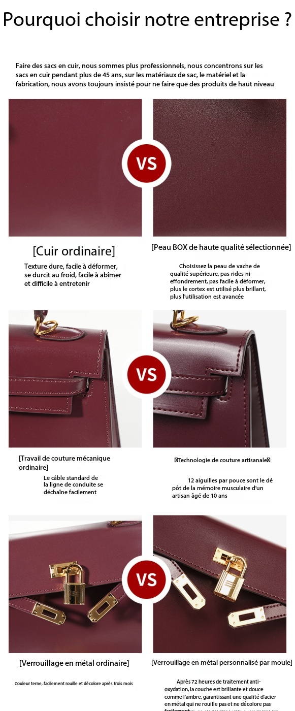 Sac à main Kelly haute couture cuir, haut de gamme KL Demo 004