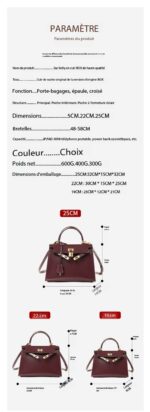 Sac à main Kelly haute couture cuir, haut de gamme KL Demo 005