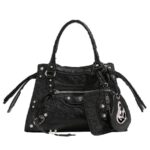 Sac à main cuir femme, sac moto riveté personnalisé riveté 001