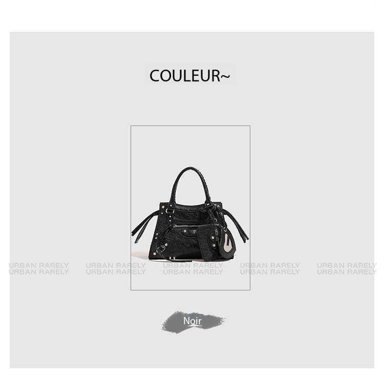 Women's leather handbag, custom riveted motorcycle bag 001 Demo 012