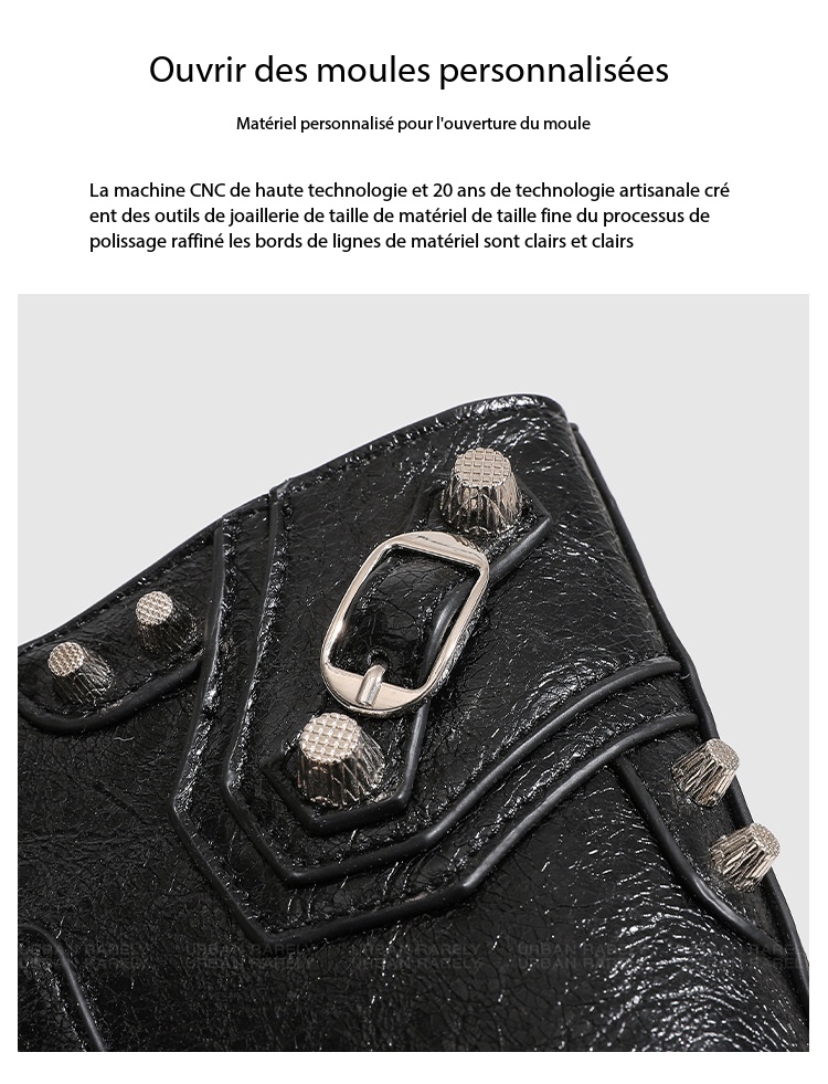 Women's leather handbag, custom riveted motorcycle bag 001 Demo 014