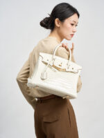 Sac à main femme en cuir à motif crocodile blanc de luxe KZGYBK 0-01
