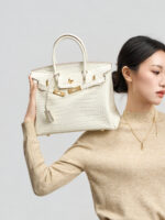 Sac à main femme en cuir à motif crocodile blanc de luxe KZGYBK 0