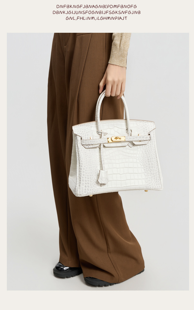 Luxury White Crocodile-Print Leather Women's Handbag KZGYBK 0 Demo 07