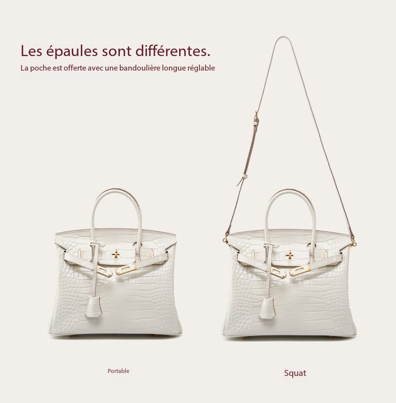 Luxury White Crocodile-Print Leather Women's Handbag KZGYBK 0 Demo new 003