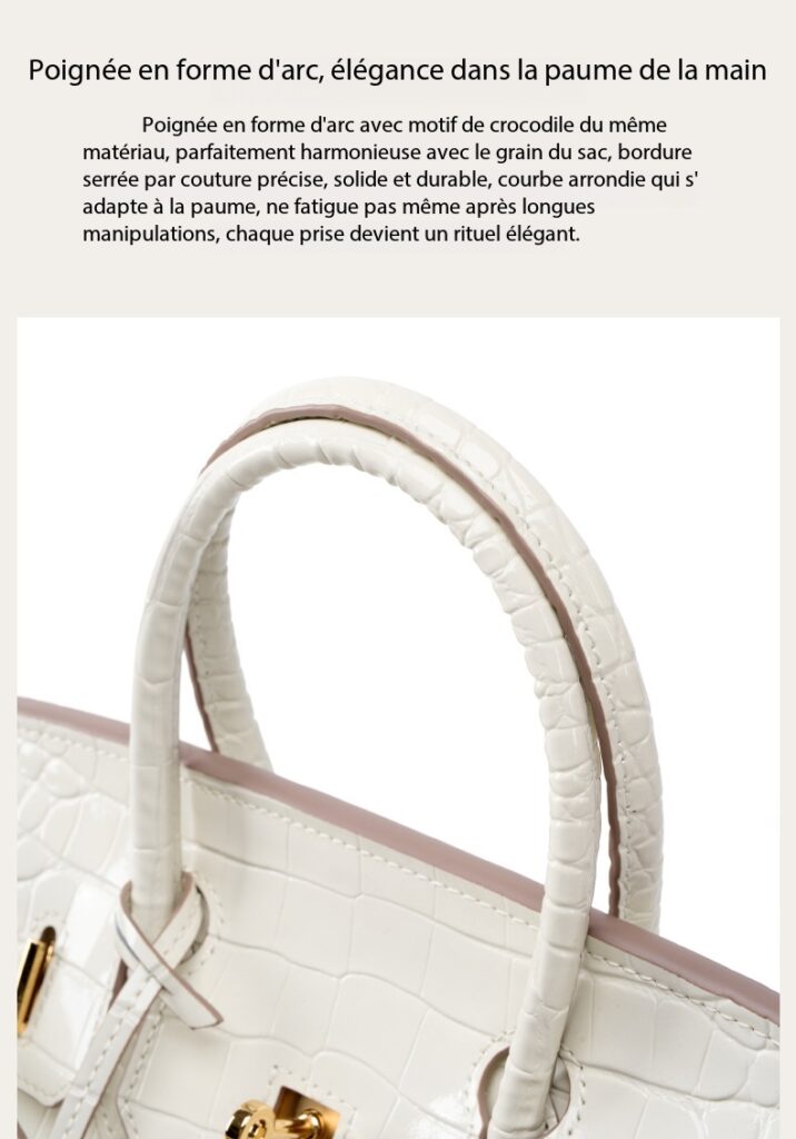 Luxury White Crocodile-Print Leather Women's Handbag KZGYBK 0 Demo new 005