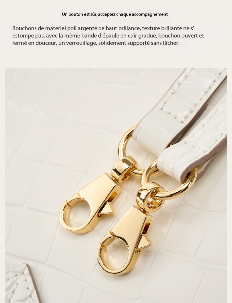 Luxury White Crocodile-Print Leather Women's Handbag KZGYBK 0 Demo new 007