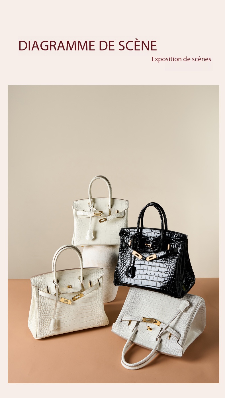 Luxury White Crocodile-Print Leather Women's Handbag KZGYBK 0 Demo 008