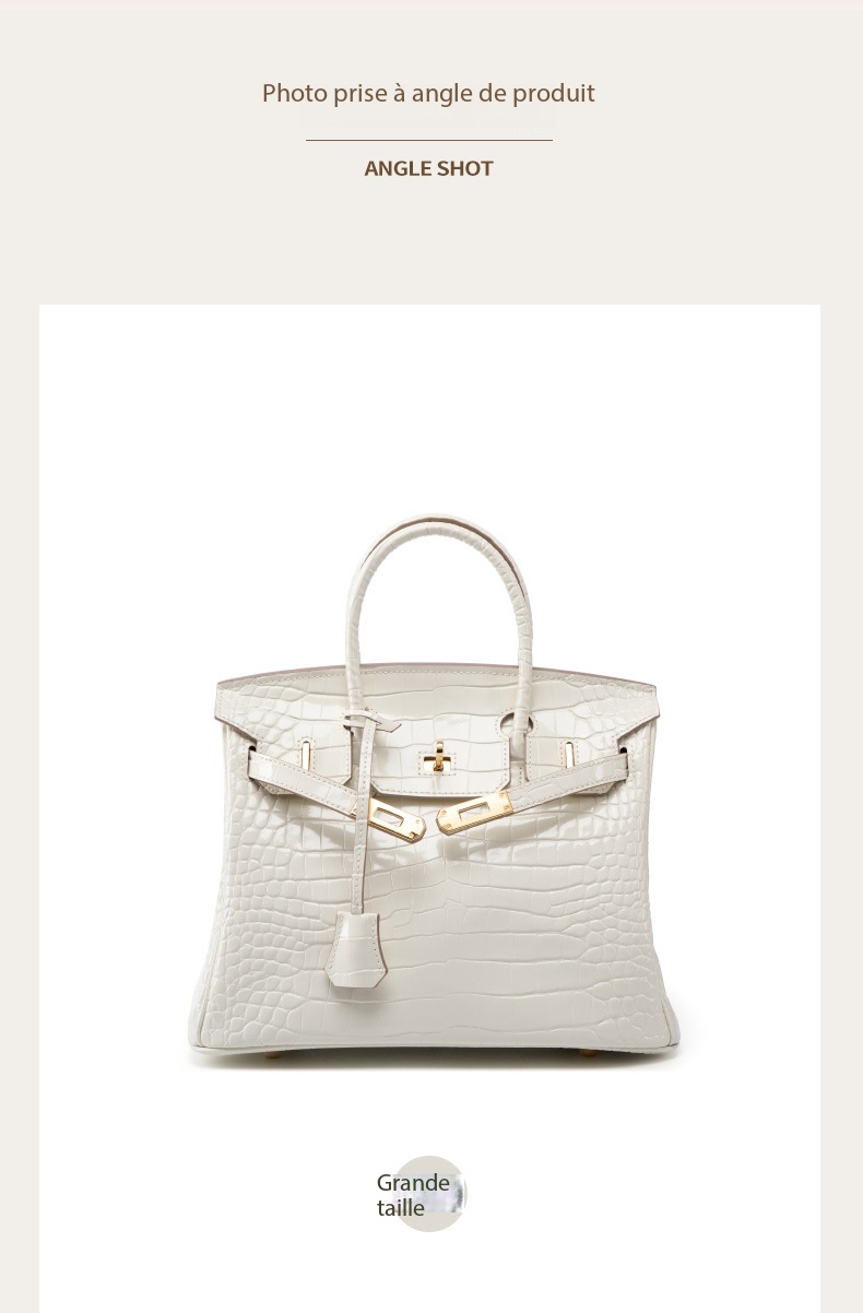 Luxury White Crocodile-Print Leather Women's Handbag KZGYBK 0 Demo new 009