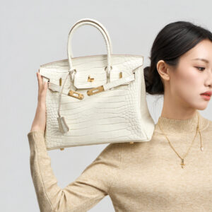 Sac à main femme en cuir à motif crocodile blanc de luxe KZGYBK 0nn