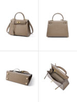 Sac à main femme en cuir de vache haut grain à motif autruche, grande capacité KZYJ0 motif d’autruche KL- 004