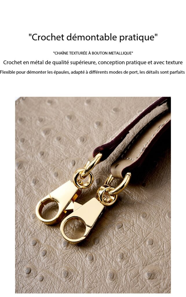 Women's handbag made of high-grain cowhide leather with an ostrich-print design, large capacity KZYJ0 ostrich print KL Demo 0011