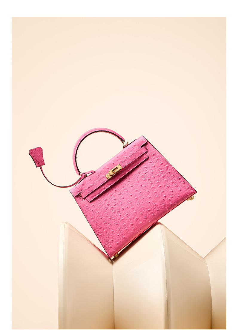 Women's handbag made of high-grain cowhide leather with an ostrich-print design, large capacity KZYJ0 ostrich print KL Demo 0026