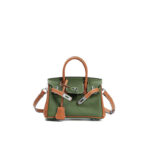 Sac platine en cuir, grand calibre, polyvalent 0BK Yucca vert à brun doré de 20 cm
