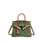 Sac platine en cuir, grand calibre, polyvalent 0BK Yucca vert à brun doré de 25 cm