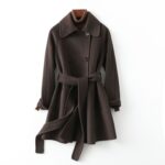 Manteau en cachemire haut de gamme réversible pour femmes D19206-Couleur chocolat