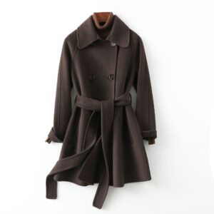 Manteau en cachemire haut de gamme réversible pour femmes D19206-Couleur chocolat