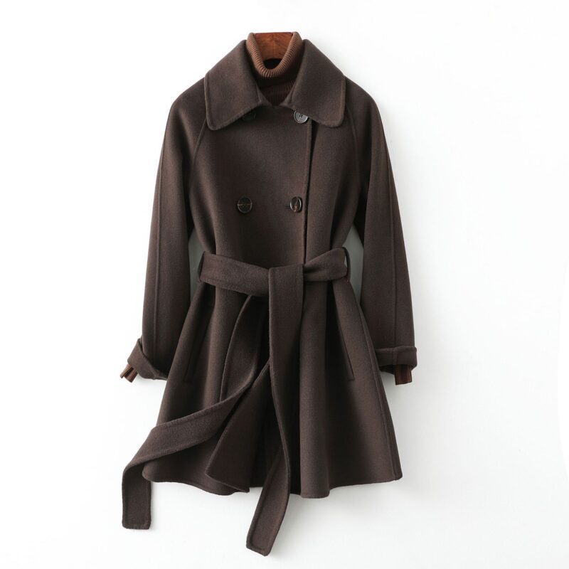 Manteau en cachemire haut de gamme réversible pour femmes D19206-Couleur chocolat Manteau en cachemire haut de gamme réversible pour femmes D19206-Couleur chocolat