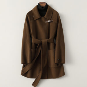 Manteau en laine double face pour femmes, style court, haut de gamme 24-1616