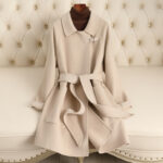 Manteau en laine double face pour femmes, style court, haut de gamme 24-1616-Blanc