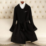Manteau en laine double face pour femmes, style court, haut de gamme 24-1616-NOIR