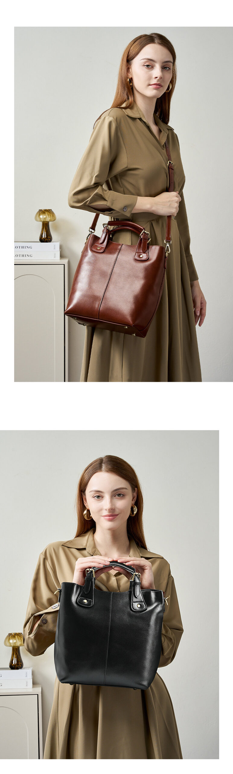 Sac bandoulière en cuir véritable, grande capacité PY0216 Demo 0012