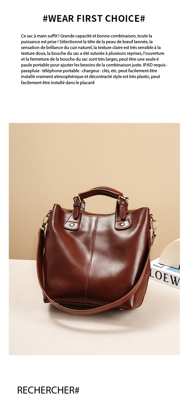 Sac bandoulière en cuir véritable, grande capacité PY0216 Demo 007