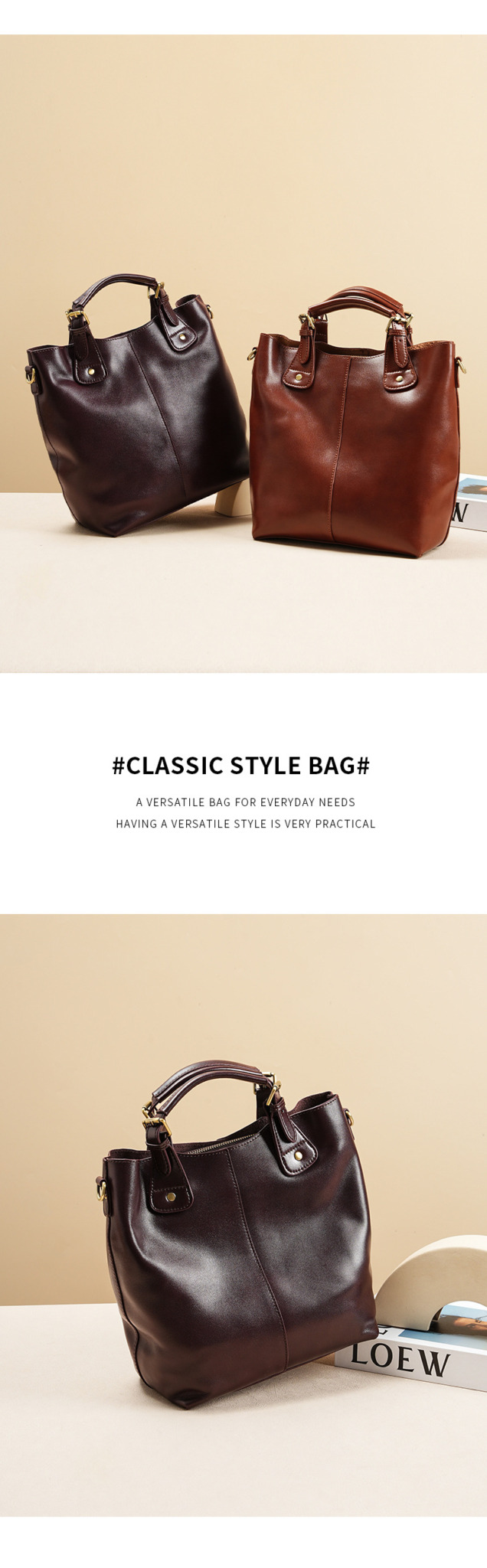 Sac bandoulière en cuir véritable, grande capacité PY0216 Demo 008