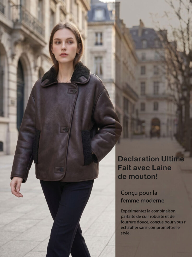 Veste en cuir femme, intégrée en fourrure, style patchwork 5.12.12 Demo 01