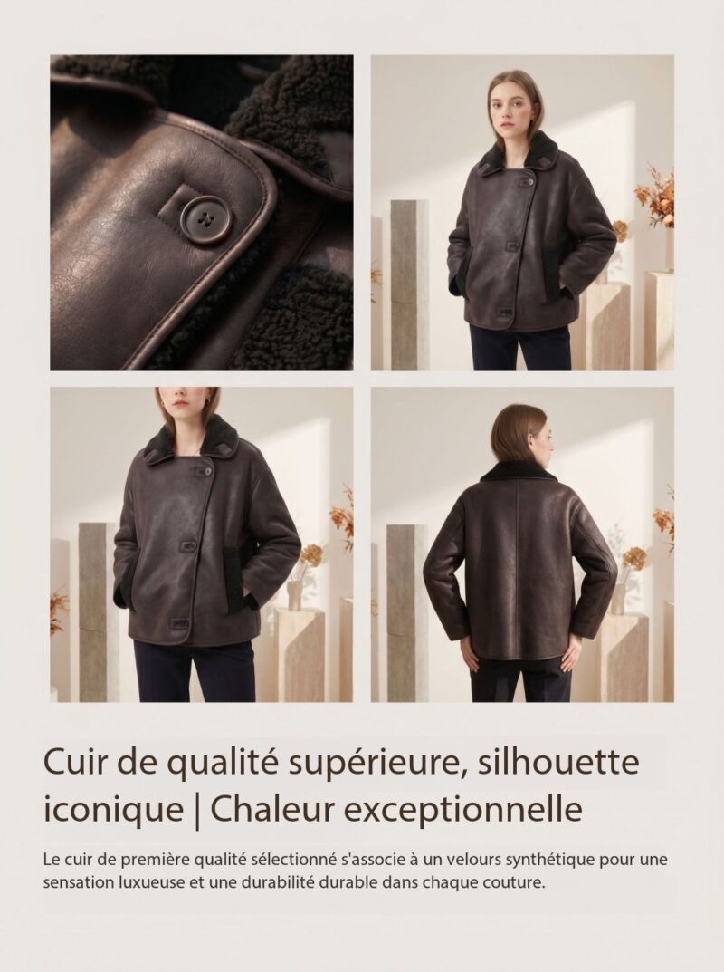 Veste en cuir femme, intégrée en fourrure, style patchwork 5.12.12 Demo 02