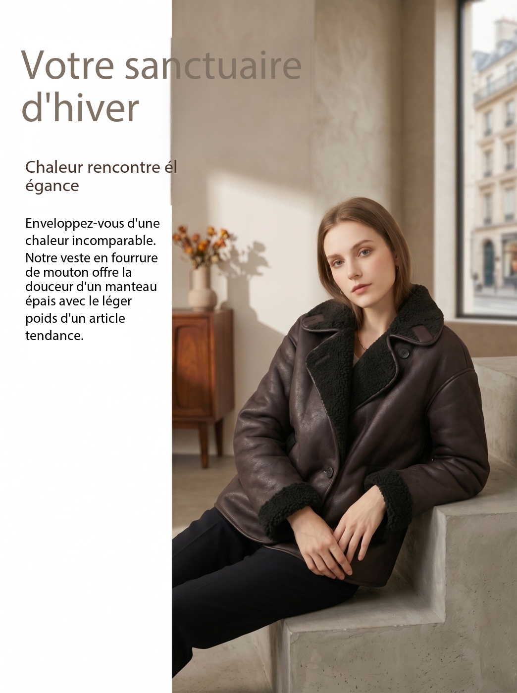 Veste en cuir femme, intégrée en fourrure, style patchwork 5.12.12 Demo 04