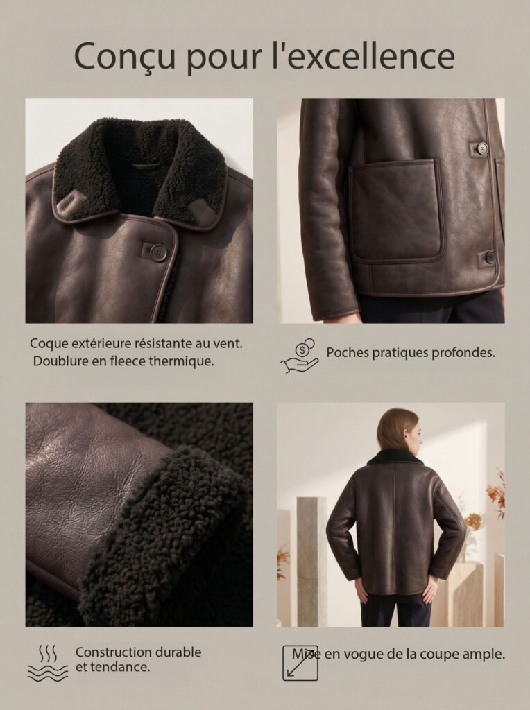 Veste en cuir femme, intégrée en fourrure, style patchwork 5.12.12 Demo 05