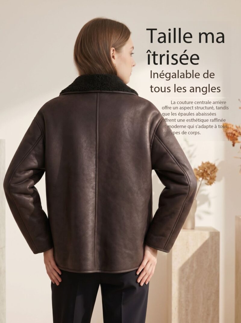 Veste en cuir femme, intégrée en fourrure, style patchwork 5.12.12 Demo 06