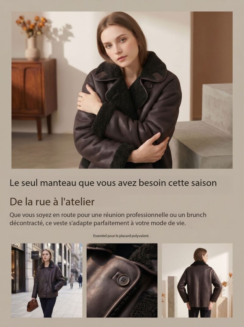 Veste en cuir femme, intégrée en fourrure, style patchwork 5.12.12 Demo 07