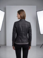 Vestes en cuir femme avec cols montants 209-01