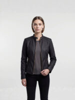 Vestes en cuir femme avec cols montants 209-03