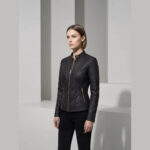 Vestes en cuir femme avec cols montants 209