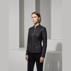 Vestes en cuir femme avec cols montants 209