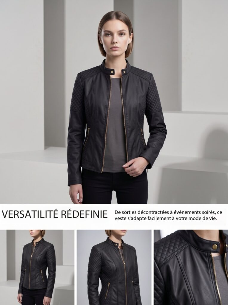 Vestes en cuir végan femme avec cols montants 209 Demo 01