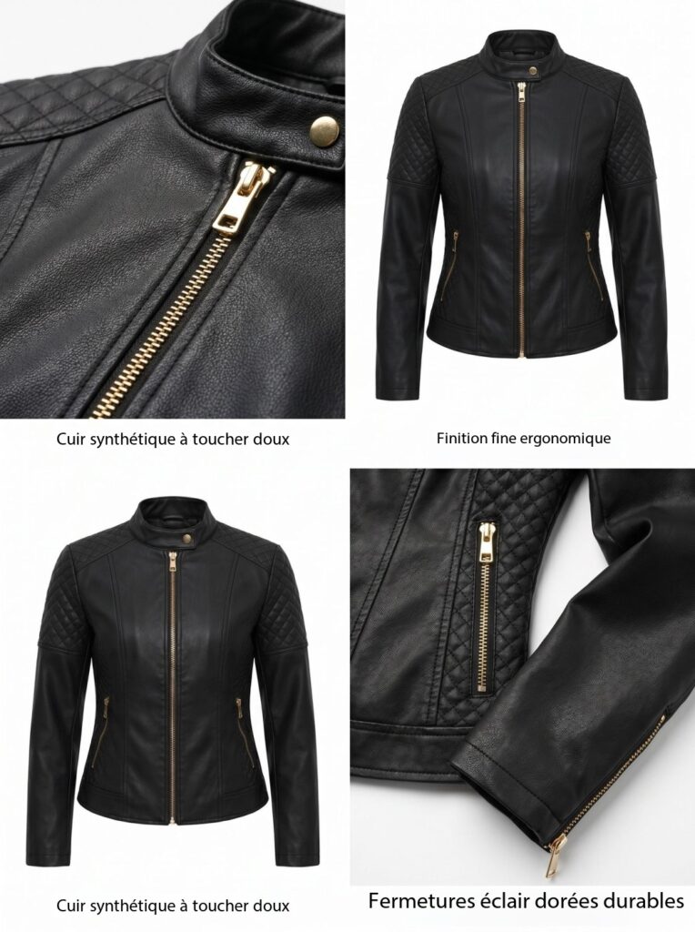 Vestes en cuir végan femme avec cols montants 209 Demo 04